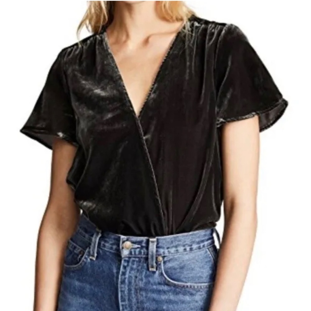 NWT Splendid Velvet Surplice Top M